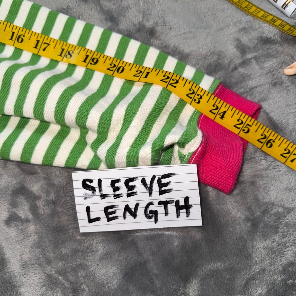We The Free Sweatshirt Small Green White Pink Striped Oversized Crewneck - Picture 8 of 12